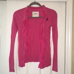 ABERCROMBIE KIDS RUFFLE FRONT CARDIGAN